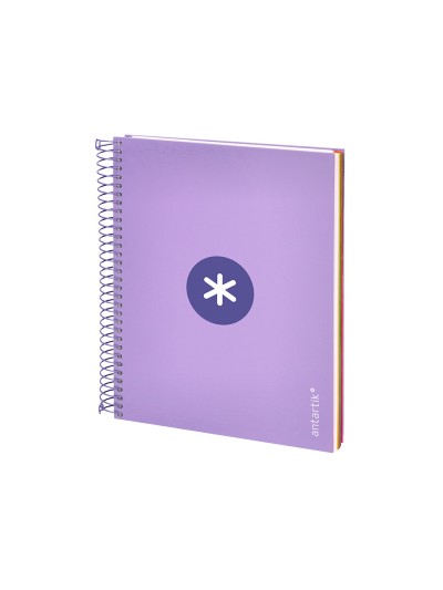 Cuaderno espiral a5 micro antartik tapa forrada120h 90 gr cuadro 5mm 5 banda 6 taladros color lavanda
