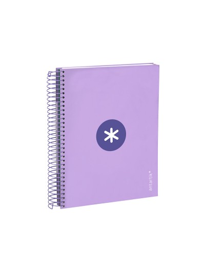 Cuaderno espiral a5 micro antartik tapa forrada120h 90 gr cuadro 5mm 5 banda 6 taladros color lavanda
