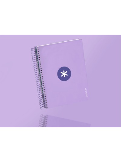 Cuaderno espiral a5 micro antartik tapa forrada120h 90 gr cuadro 5mm 5 banda 6 taladros color lavanda