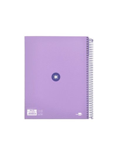 Cuaderno espiral a4 micro antartik tapa forrada 120h 90 gr cuadro 5mm 5 bandas 4 taladros color lavanda