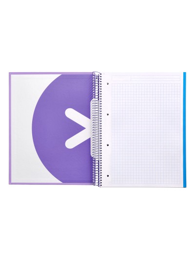 Cuaderno espiral a4 micro antartik tapa forrada 120h 90 gr cuadro 5mm 5 bandas 4 taladros color lavanda