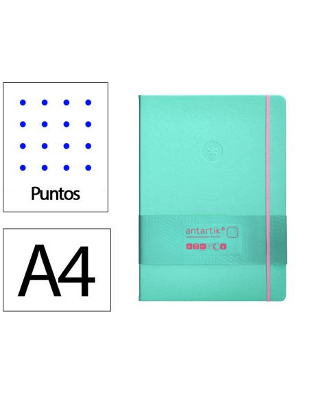 Cuaderno con gomilla antartik notes tapa dura a4 hojas puntos rosa y turquesa 100 hojas 80 gr fsc