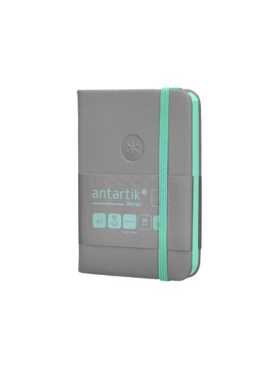 Cuaderno con gomilla antartik notes tapa dura a7 hojas lisas gris y turquesa 80 hojas 80 gr fsc