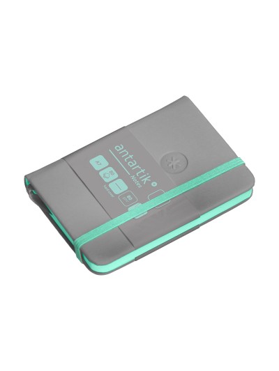 Cuaderno con gomilla antartik notes tapa dura a7 hojas lisas gris y turquesa 80 hojas 80 gr fsc