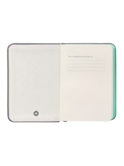 Cuaderno con gomilla antartik notes tapa dura a7 hojas lisas gris y turquesa 80 hojas 80 gr fsc