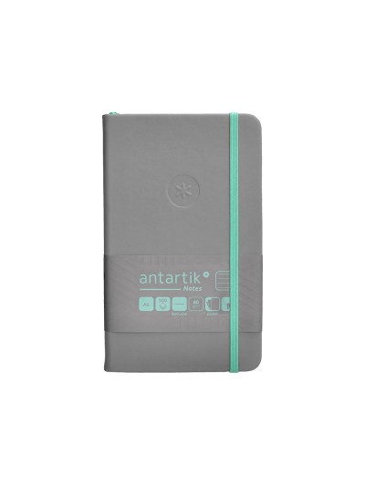 Cuaderno con gomilla antartik notes tapa dura a6 hojas rayas gris y turquesa 100 hojas 80 gr fsc