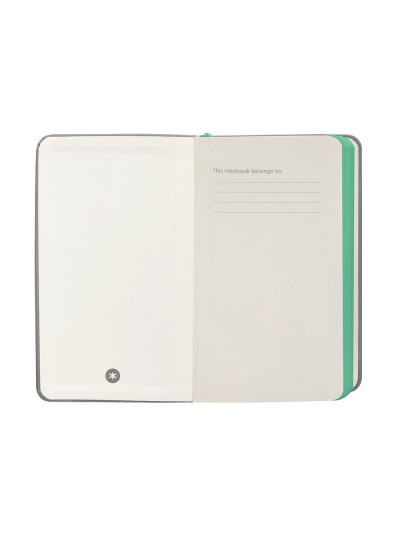 Cuaderno con gomilla antartik notes tapa dura a6 hojas rayas gris y turquesa 100 hojas 80 gr fsc