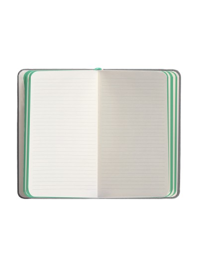 Cuaderno con gomilla antartik notes tapa dura a6 hojas rayas gris y turquesa 100 hojas 80 gr fsc