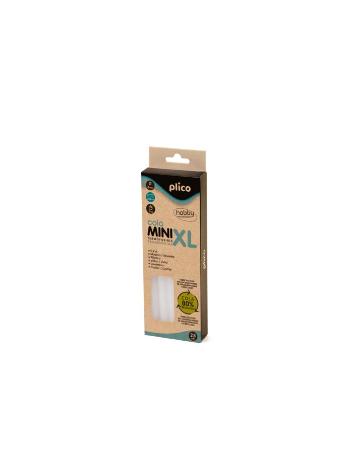 Barra termofusible plico cola mini xl reciclada 8 mm de diametro x 200 mm de alto blister de 25 unidades Barra termofusible plico cola mini xl reciclada 8 mm de diametro x 200 mm de alto blister de 25 unidades