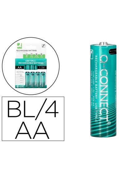 Pila q-connect aa recargable por usb-c blister de 4 unidades