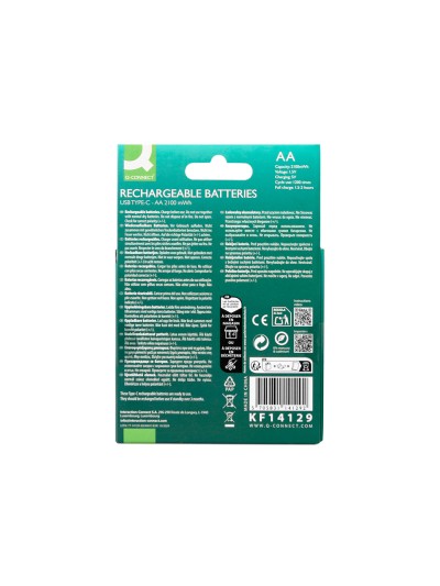Pila q-connect aa recargable por usb-c blister de 4 unidades