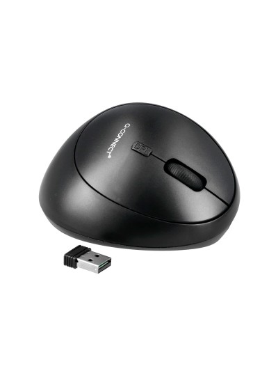 Raton q-connect optico inalambrico ergonomico vertical dpi 800/1200/1600 pila aa negro