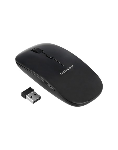 Raton q-connect optico inalambrico silencioso dpi 800/1200/1600 pilas aaa negro