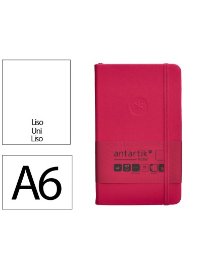 Cuaderno con gomilla antartik notes tapa dura a6 hojas lisas burdeos 100 hojas 80 gr fsc