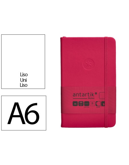 Cuaderno con gomilla antartik notes tapa dura a6 hojas lisas burdeos 100 hojas 80 gr fsc