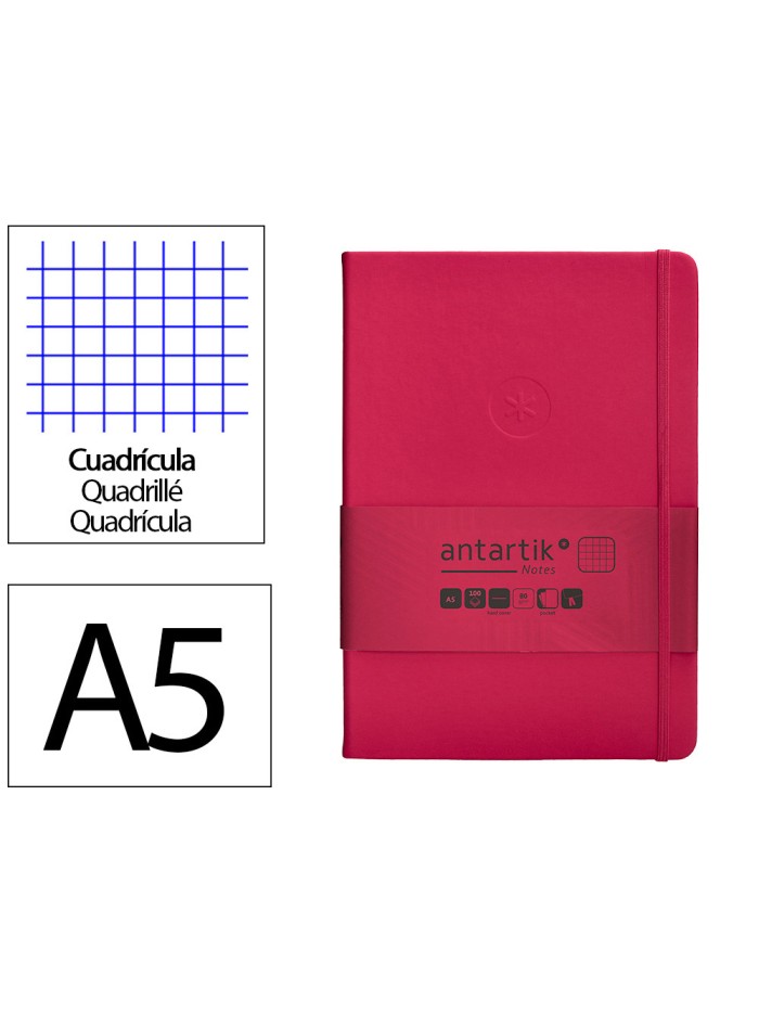 Cuaderno con gomilla antartik notes tapa dura a5 hojas cuadricula burdeos 100 hojas 80 gr fsc Cuaderno con gomilla antartik notes tapa dura a5 hojas cuadricula burdeos 100 hojas 80 gr fsc