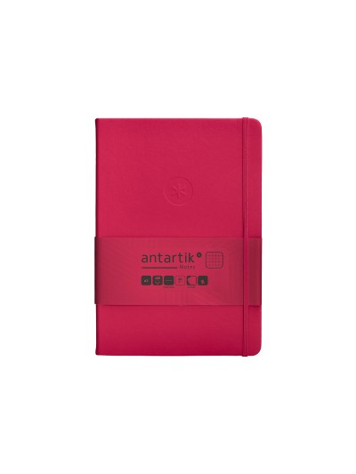 Cuaderno con gomilla antartik notes tapa dura a5 hojas cuadricula burdeos 100 hojas 80 gr fsc
