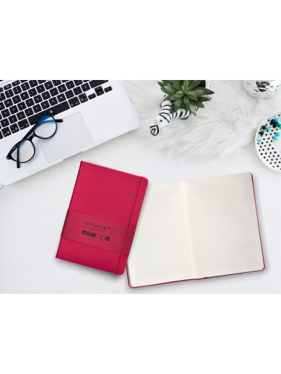 Cuaderno con gomilla antartik notes tapa dura a5 hojas cuadricula burdeos 100 hojas 80 gr fsc