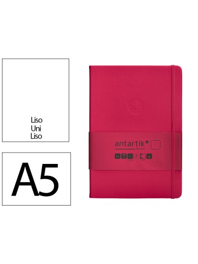 Cuaderno con gomilla antartik notes tapa dura a5 hojas lisas burdeos 100 hojas 80 gr fsc
