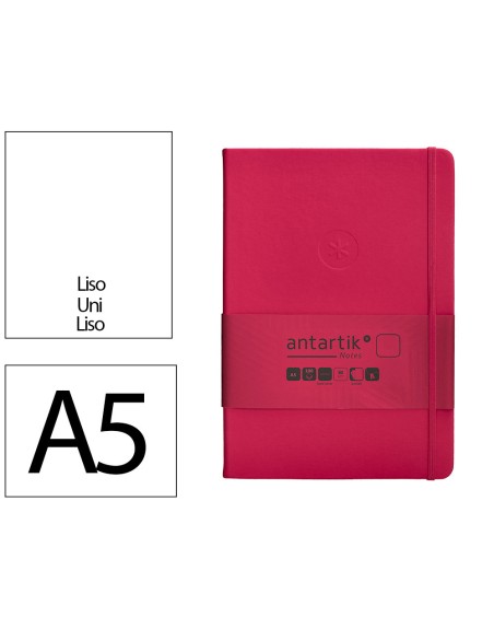 Cuaderno con gomilla antartik notes tapa dura a5 hojas lisas burdeos 100 hojas 80 gr fsc