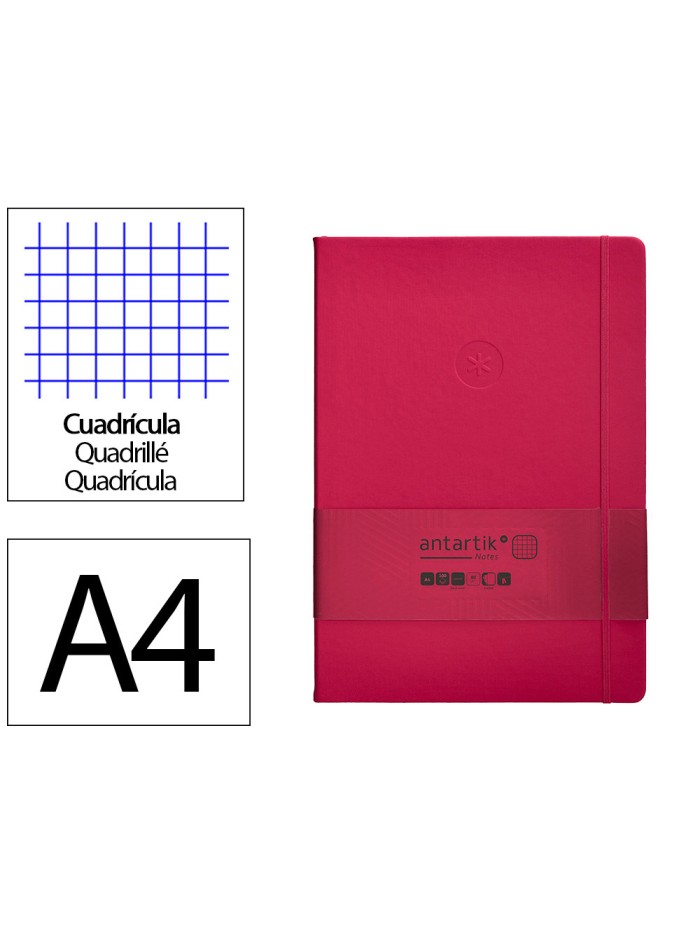 Cuaderno con gomilla antartik notes tapa dura a4 hojas cuadricula burdeos 100 hojas 80 gr fsc Cuaderno con gomilla antartik notes tapa dura a4 hojas cuadricula burdeos 100 hojas 80 gr fsc