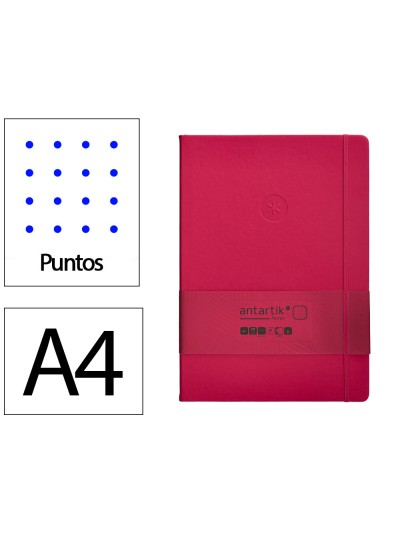 Cuaderno con gomilla antartik notes tapa dura a4 hojas puntos burdeos 100 hojas 80 gr fsc