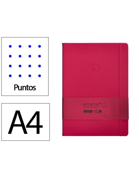 Cuaderno con gomilla antartik notes tapa dura a4 hojas puntos burdeos 100 hojas 80 gr fsc