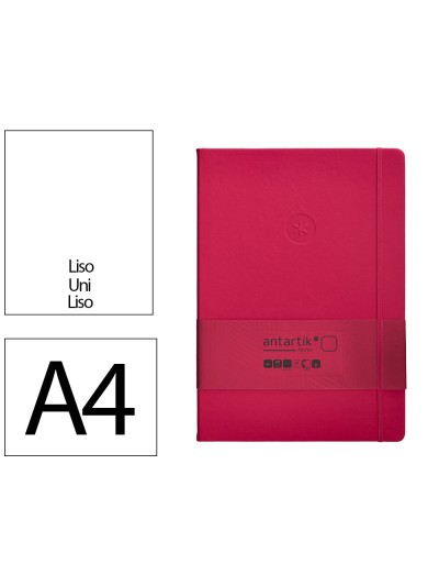 Cuaderno con gomilla antartik notes tapa dura a4 hojas lisas burdeos 100 hojas 80 gr fsc
