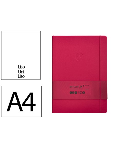Cuaderno con gomilla antartik notes tapa dura a4 hojas lisas burdeos 100 hojas 80 gr fsc