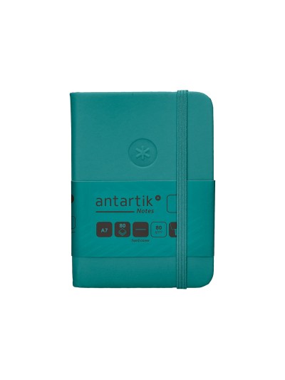 Cuaderno con gomilla antartik notes tapa dura a7 hojas lisas verde aguamarina 80 hojas 80 gr fsc