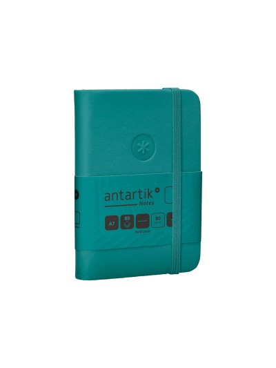 Cuaderno con gomilla antartik notes tapa dura a7 hojas lisas verde aguamarina 80 hojas 80 gr fsc