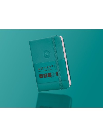 Cuaderno con gomilla antartik notes tapa dura a7 hojas lisas verde aguamarina 80 hojas 80 gr fsc