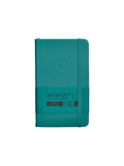 Cuaderno con gomilla antartik notes tapa dura a6 hojas lisas verde aguamarina 100 hojas 80 gr fsc