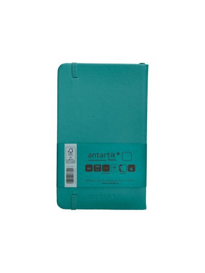 Cuaderno con gomilla antartik notes tapa dura a6 hojas lisas verde aguamarina 100 hojas 80 gr fsc
