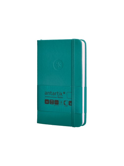 Cuaderno con gomilla antartik notes tapa dura a6 hojas lisas verde aguamarina 100 hojas 80 gr fsc