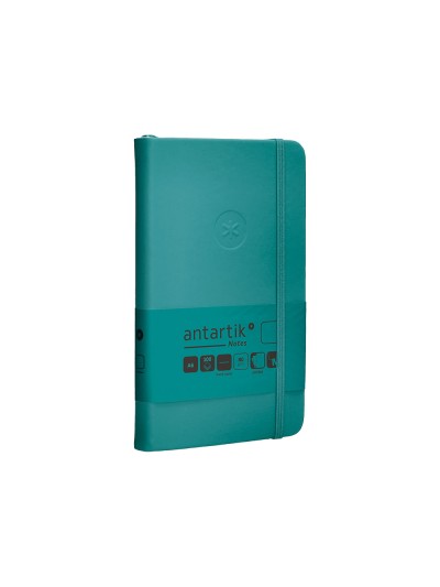 Cuaderno con gomilla antartik notes tapa dura a6 hojas lisas verde aguamarina 100 hojas 80 gr fsc