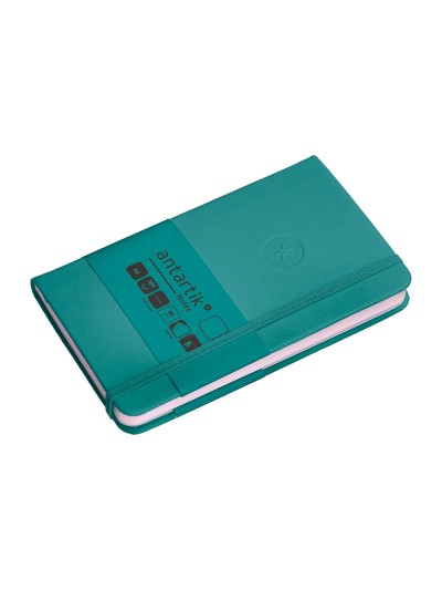 Cuaderno con gomilla antartik notes tapa dura a6 hojas lisas verde aguamarina 100 hojas 80 gr fsc