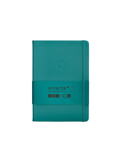 Cuaderno con gomilla antartik notes tapa dura a5 hojas rayas verde aguamarina 100 hojas 80 gr fsc