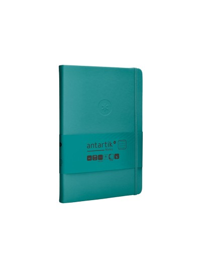 Cuaderno con gomilla antartik notes tapa dura a5 hojas rayas verde aguamarina 100 hojas 80 gr fsc