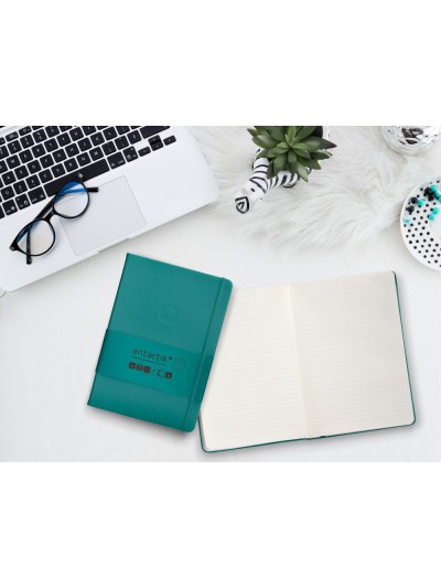 Cuaderno con gomilla antartik notes tapa dura a5 hojas rayas verde aguamarina 100 hojas 80 gr fsc