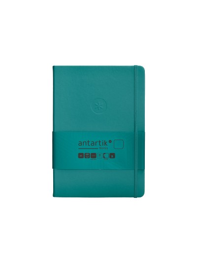 Cuaderno con gomilla antartik notes tapa dura a5 hojas lisas verde aguamarina 100 hojas 80 gr fsc
