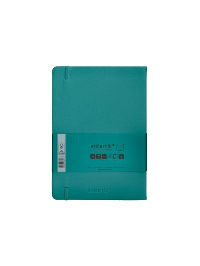 Cuaderno con gomilla antartik notes tapa dura a5 hojas lisas verde aguamarina 100 hojas 80 gr fsc