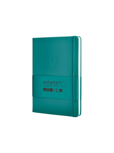 Cuaderno con gomilla antartik notes tapa dura a5 hojas lisas verde aguamarina 100 hojas 80 gr fsc