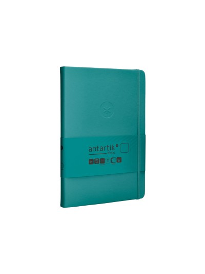 Cuaderno con gomilla antartik notes tapa dura a5 hojas lisas verde aguamarina 100 hojas 80 gr fsc