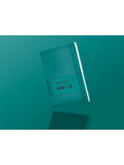 Cuaderno con gomilla antartik notes tapa dura a5 hojas lisas verde aguamarina 100 hojas 80 gr fsc