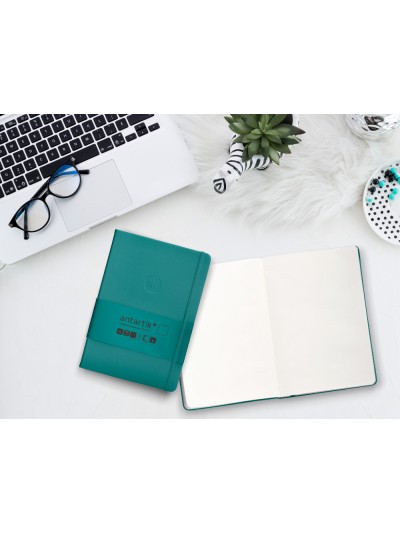 Cuaderno con gomilla antartik notes tapa dura a5 hojas lisas verde aguamarina 100 hojas 80 gr fsc