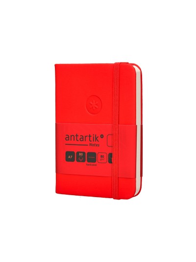 Cuaderno con gomilla antartik notes tapa dura a7 hojas lisas rojo 80 hojas 80 gr fsc