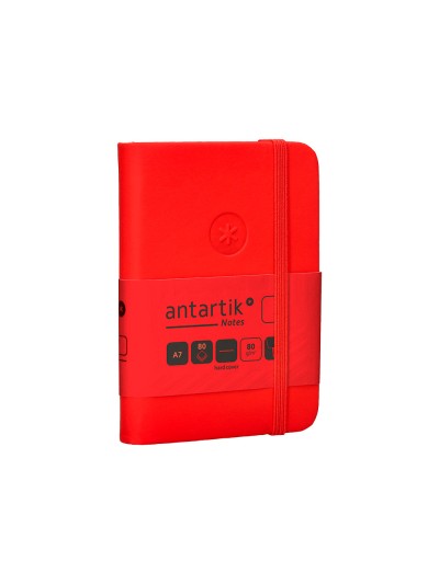 Cuaderno con gomilla antartik notes tapa dura a7 hojas lisas rojo 80 hojas 80 gr fsc