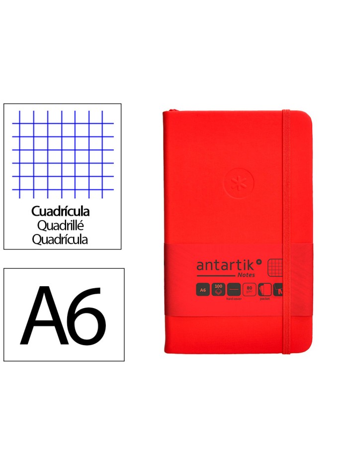 Cuaderno con gomilla antartik notes tapa dura a6 hojas cuadricula rojo 100 hojas 80 gr fsc Cuaderno con gomilla antartik notes tapa dura a6 hojas cuadricula rojo 100 hojas 80 gr fsc