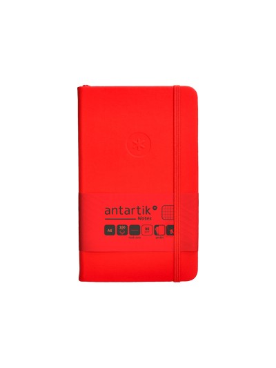 Cuaderno con gomilla antartik notes tapa dura a6 hojas cuadricula rojo 100 hojas 80 gr fsc